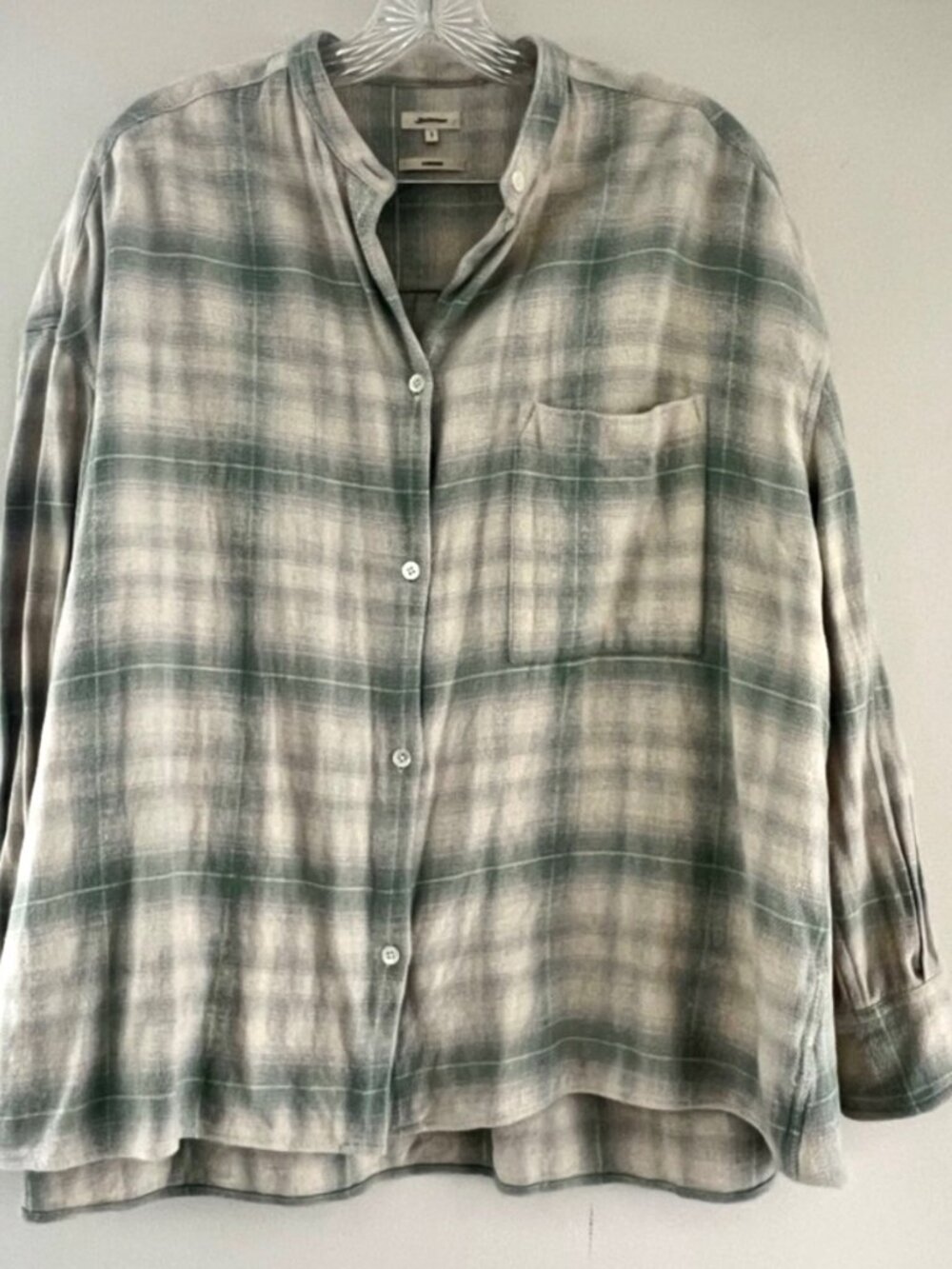 Bellerose Green and Cream Plaid Button-Down Shirt
